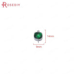 4PCS Brass Square Colourful Glass Beads Charms Diy Jewelry Findings