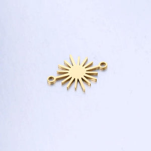 5Pcs Double Hole Stainless Steel Sun Charms Connectors Pendant Jewelry Findings