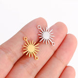 5Pcs Double Hole Stainless Steel Sun Charms Connectors Pendant Jewelry Findings
