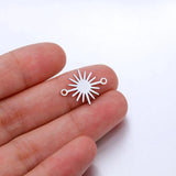 5Pcs Double Hole Stainless Steel Sun Charms Connectors Pendant Jewelry Findings