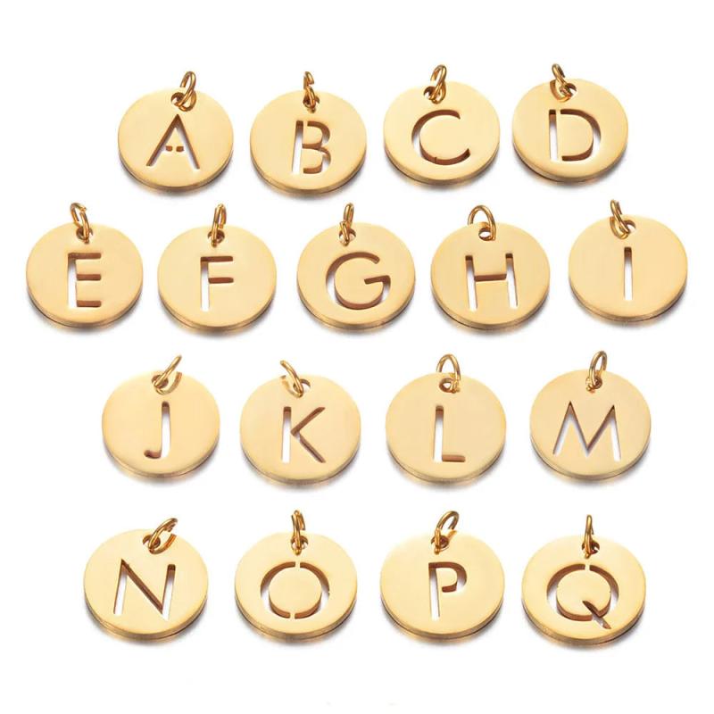 5Pcs/Lot 26 Alphabet Charms Stainless Steel Initial Letters A-Z Charm 12mm