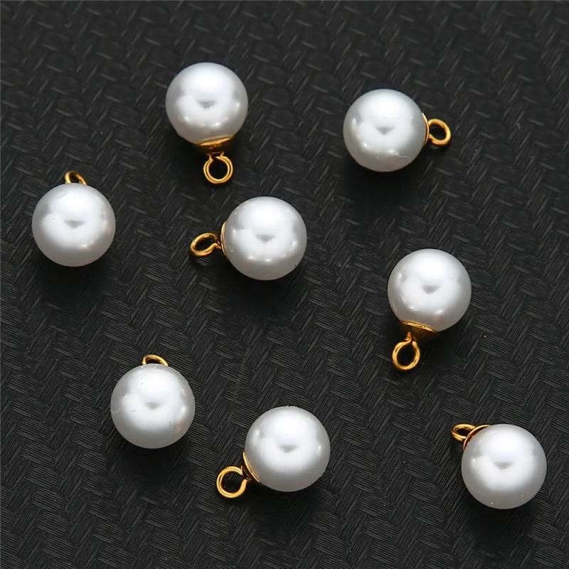 20Pcs Stainless Steel Pearl Beads Charms Pendant for DIY Jewelry