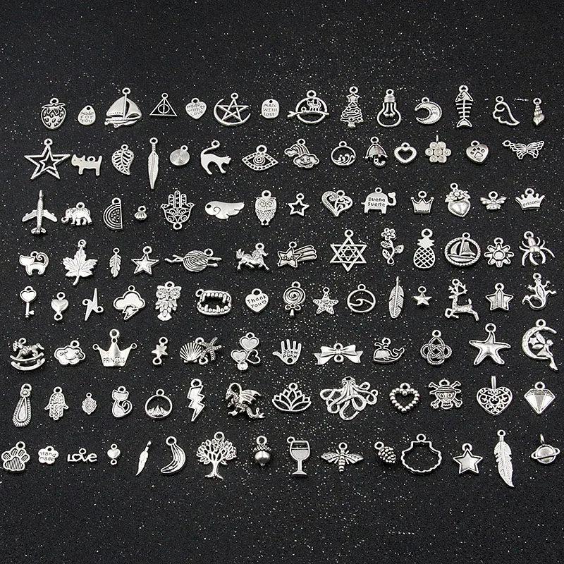 100Pcs 100 Style Mix Charms Pendants DIY Jewelry Making Necklace Accessaries