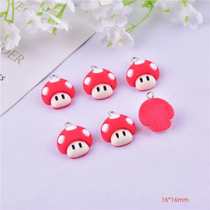 10pcs Mushroom Cartoon Resin Charms Pendant for Jewelry Making DIY