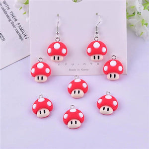 10pcs Mushroom Cartoon Resin Charms Pendant for Jewelry Making DIY