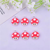 10pcs Mushroom Cartoon Resin Charms Pendant for Jewelry Making DIY