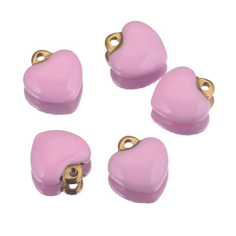 5pcs Enamel Heart Charms for DIY Earrings Necklace Jewelry Making