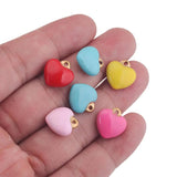 5pcs Enamel Heart Charms for DIY Earrings Necklace Jewelry Making