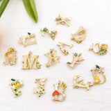 Enamel Flower Alphabet Letters Charm for Jewelry Making DIY Accessories
