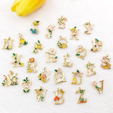 Enamel Flower Alphabet Letters Charm for Jewelry Making DIY Accessories