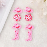 10Pcs Pink Acrylic Cowboy Charms Boots Pendant Necklace DIY Making
