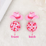 10Pcs Pink Acrylic Cowboy Charms Boots Pendant Necklace DIY Making