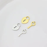 5 Sets Stainless Steel Mirro Polish Lock Key Women Charm Pendant DIY Necklace