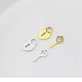 5 Sets Stainless Steel Mirro Polish Lock Key Women Charm Pendant DIY Necklace