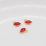 50pcs Enamel Mini Lips Shape Charms KC Tone Zinc Alloy Earring Bracelet Pendants