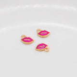 50pcs Enamel Mini Lips Shape Charms KC Tone Zinc Alloy Earring Bracelet Pendants