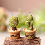 6pcs Cactus Resin Charms for DIY Earring Keychain Green Plant Pendant
