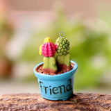 6pcs Cactus Resin Charms for DIY Earring Keychain Green Plant Pendant