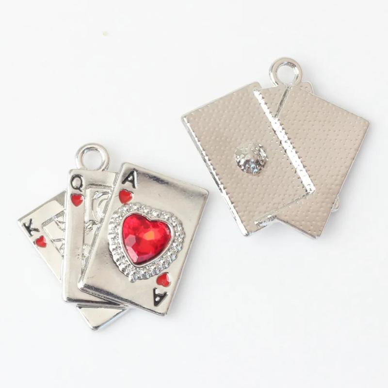 10pcs Poker Card Heart Charms for Jewelry Making DIY