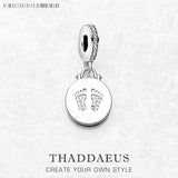 Charm Pendant Disc Baby Footprint 925 Sterling Silver Jewelry