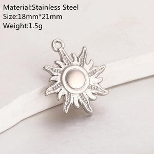 3Pcs Stainless Steel Sun Moon Charms for DIY Necklace Bracelet