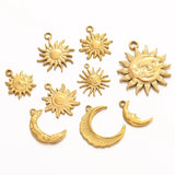 3Pcs Stainless Steel Sun Moon Charms for DIY Necklace Bracelet