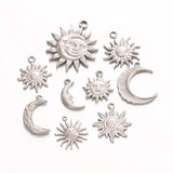 3Pcs Stainless Steel Sun Moon Charms for DIY Necklace Bracelet