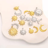 3Pcs Stainless Steel Sun Moon Charms for DIY Necklace Bracelet