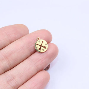 10pcs Stainless Steel Compass Charms Pendant for DIY Handcraft