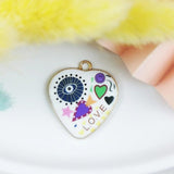 10pcs Evil Eye Heart Shaped Metal Enamel Charms DIY Earring Bracelet