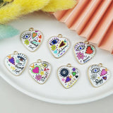 10pcs Evil Eye Heart Shaped Metal Enamel Charms DIY Earring Bracelet