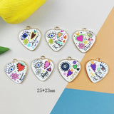 10pcs Evil Eye Heart Shaped Metal Enamel Charms DIY Earring Bracelet