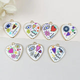 10pcs Evil Eye Heart Shaped Metal Enamel Charms DIY Earring Bracelet