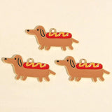 10pcs Cartoon Hot Dog Enamel Charms for DIY Necklaces - 37.5x18mm