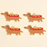10pcs Cartoon Hot Dog Enamel Charms for DIY Necklaces - 37.5x18mm
