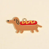 10pcs Cartoon Hot Dog Enamel Charms for DIY Necklaces - 37.5x18mm