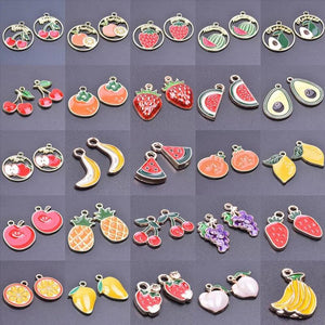 20pcs Red Strawberry Cherry Enamel Charm for Jewelry Making