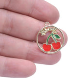 20pcs Red Strawberry Cherry Enamel Charm for Jewelry Making