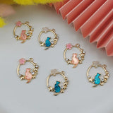 10pcs Wreath Glitter Cats Enamel Charms DIY Accessory Rhinestone Decor Pendants