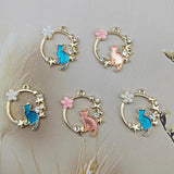 10pcs Wreath Glitter Cats Enamel Charms DIY Accessory Rhinestone Decor Pendants