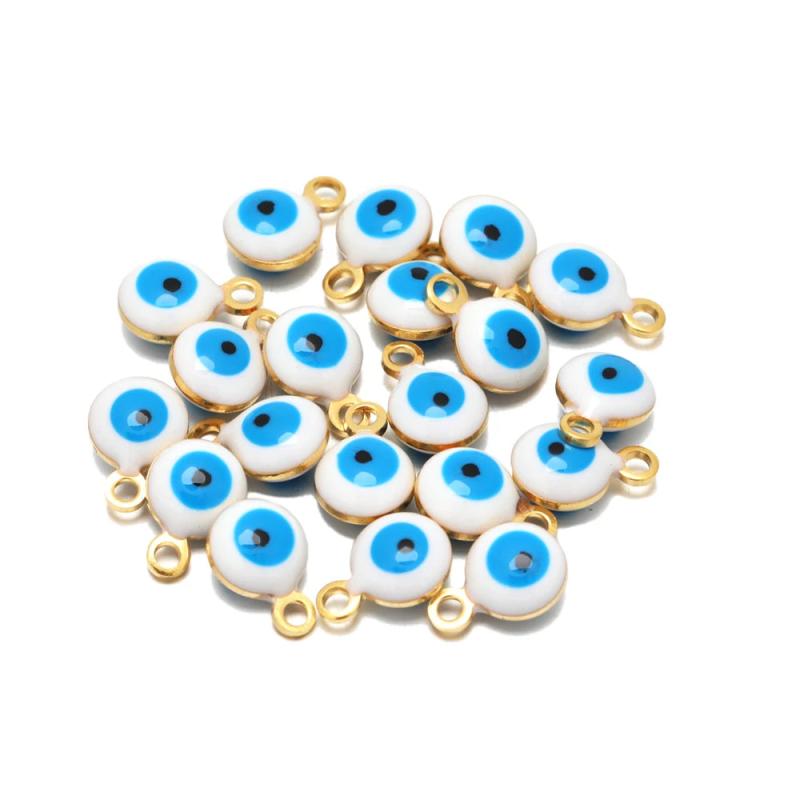 20Pcs Stainless Steel Evil Eye Charms for DIY Jewelry Making