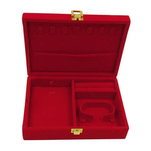 Portable Velvet Red Jewelry Box Travel Organizer Rings Earrings Necklace Watch