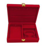 Portable Velvet Red Jewelry Box Travel Organizer Rings Earrings Necklace Watch