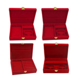 Portable Velvet Red Jewelry Box Travel Organizer Rings Earrings Necklace Watch