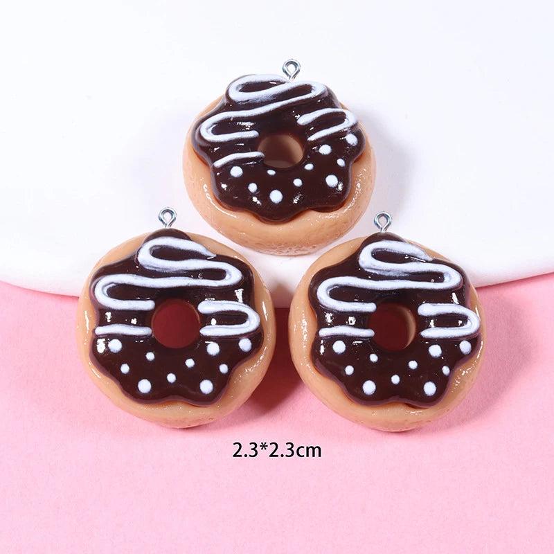 10Pcs Cream Donuts Resin Charms DIY Jewelry Making Pendants Earring Bracelet