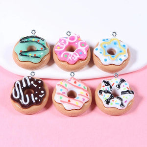 10Pcs Cream Donuts Resin Charms DIY Jewelry Making Pendants Earring Bracelet