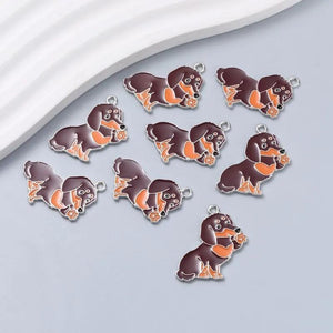 10pcs Dog Enamel Charms for DIY Necklace Jewelry