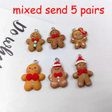 10pcs Gingerbread Man Charms Resin Biscuit Pendant DIY Earrings