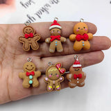 10pcs Gingerbread Man Charms Resin Biscuit Pendant DIY Earrings