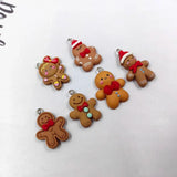 10pcs Gingerbread Man Charms Resin Biscuit Pendant DIY Earrings